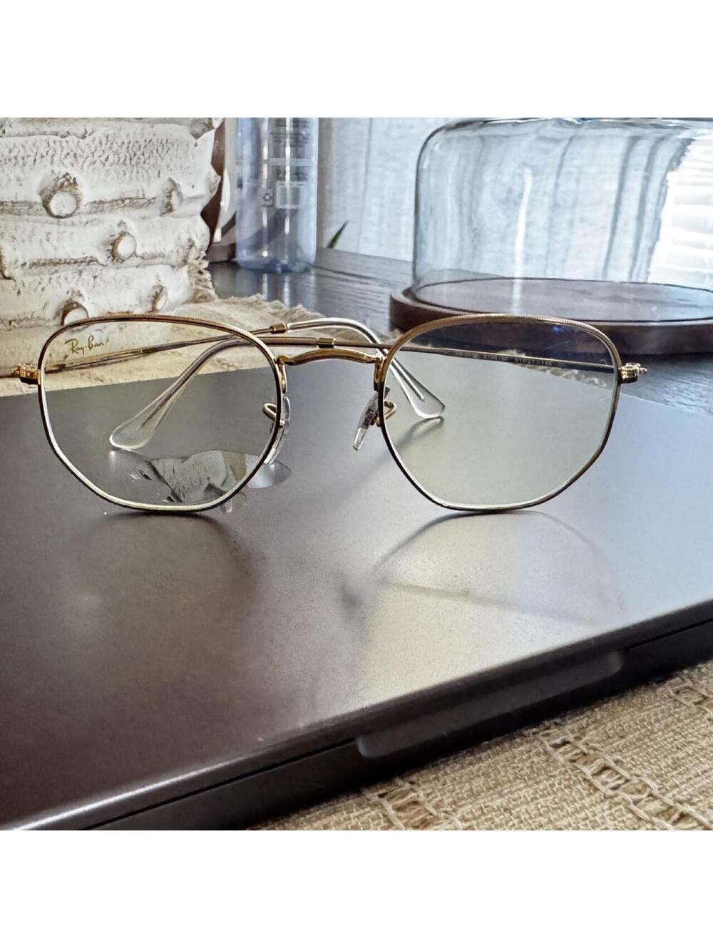 Ray Ban Women's Gold and Cream Sunglass